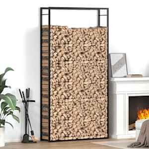 Stojalo za drva mat črno 110x28x214 cm jeklo