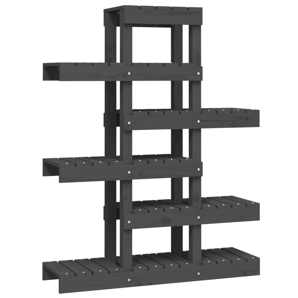 vidaXL Stojan na rostliny šedý 85x25x109,5 cm masivní borové dřevo