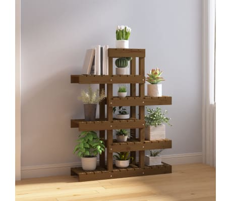vidaXL Support &agrave; plantes Marron miel 85x25x109,5 cm Bois massif pin