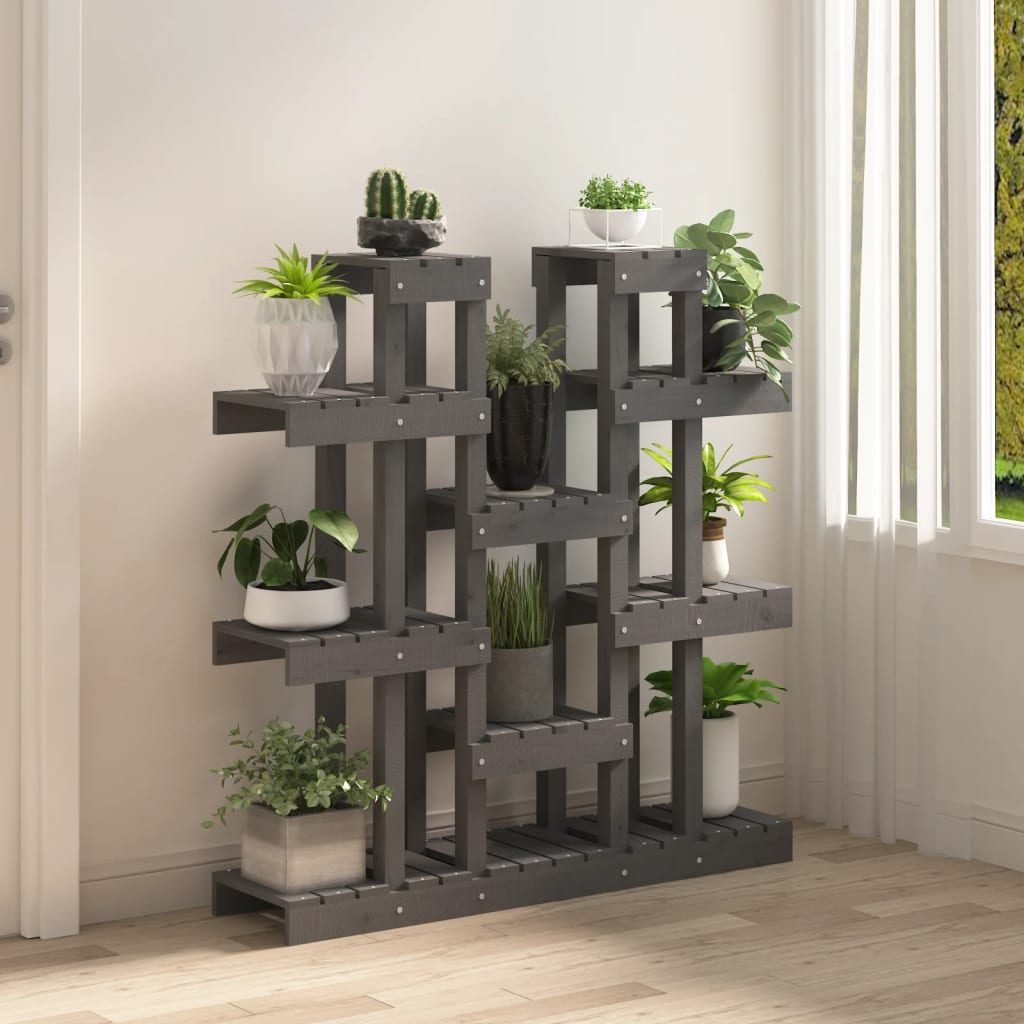 Soporte para Plantas Madera Maciza Pino Flores Multicolor Multitalle vidaXL - Imagen 15 de 60