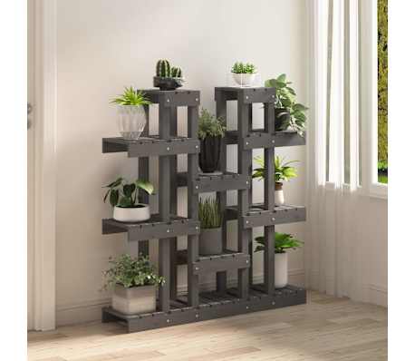 vidaXL Suporte para plantas 104,5x25x109,5 cm pinho maci&ccedil;o cinzento