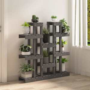 vidaXL Suporte para plantas 104,5x25x109,5 cm pinho maci&ccedil;o cinzento