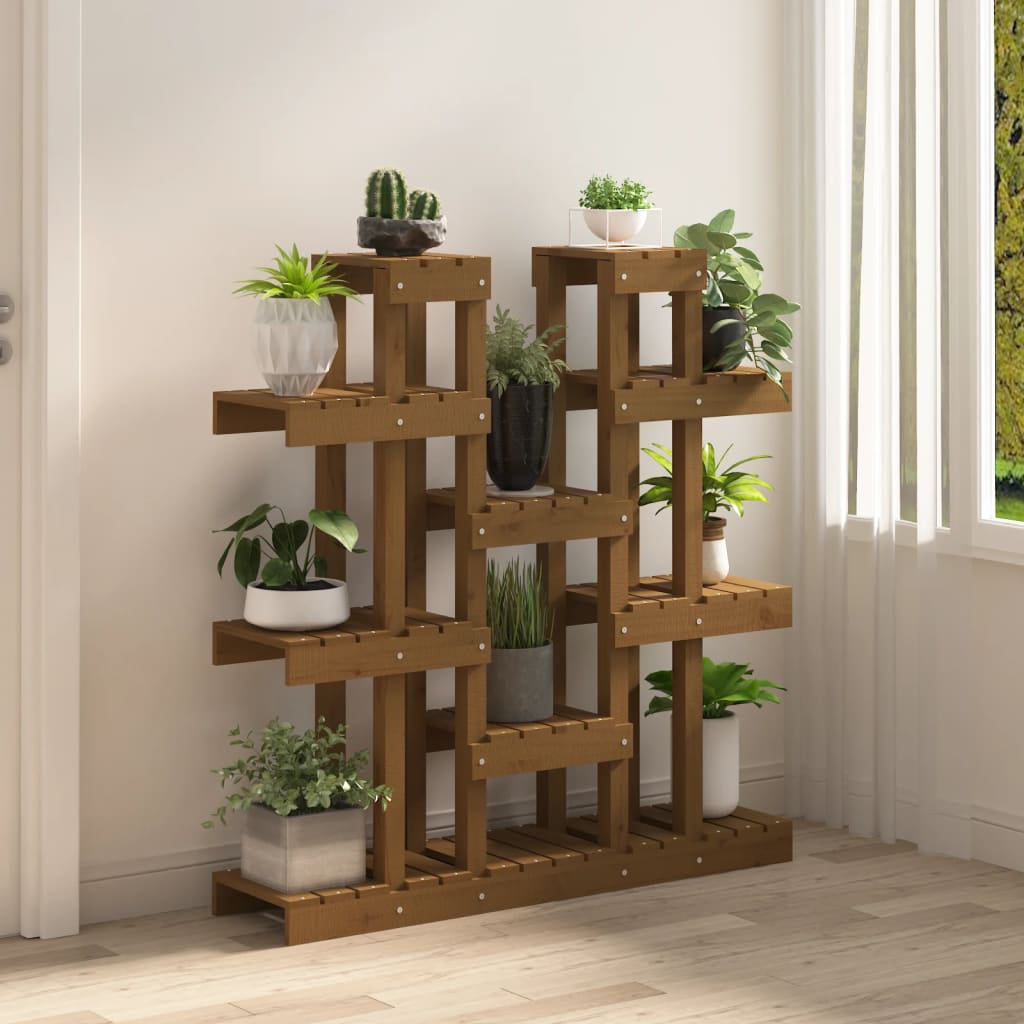 vidaXL Plantenstandaard 104,5x25x109,5 cm grenenhout honingbruin afbeelding