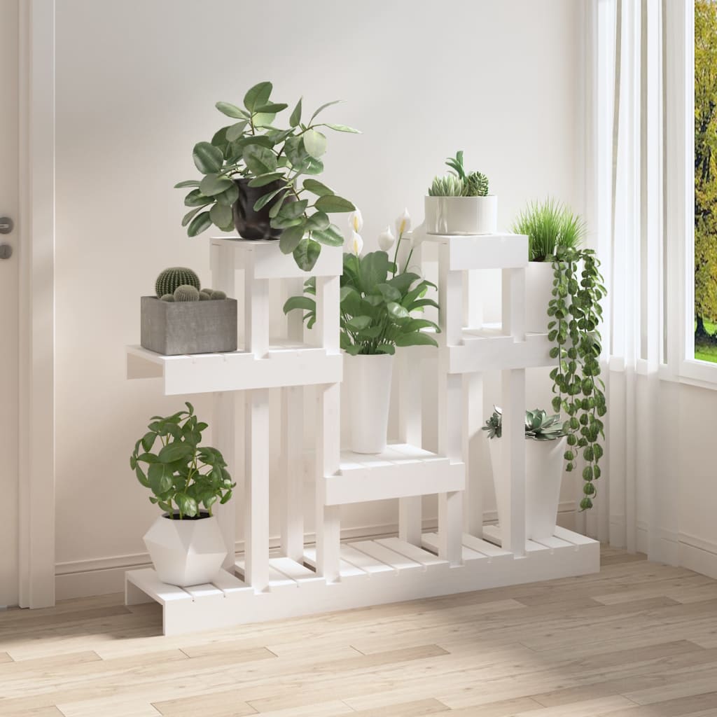 vidaXL Plant Stand White 104.5x25x77.5 cm Solid Wood Pine