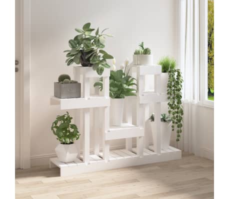 vidaXL Plant Stand White 104.5x25x77.5 cm Solid Wood Pine