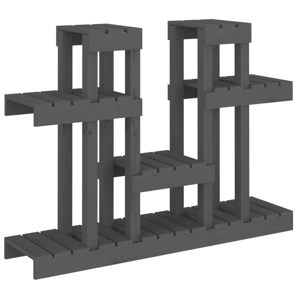 vidaXL Stojan na rostliny šedý 104,5x25x77,5 cm masivní borové dřevo