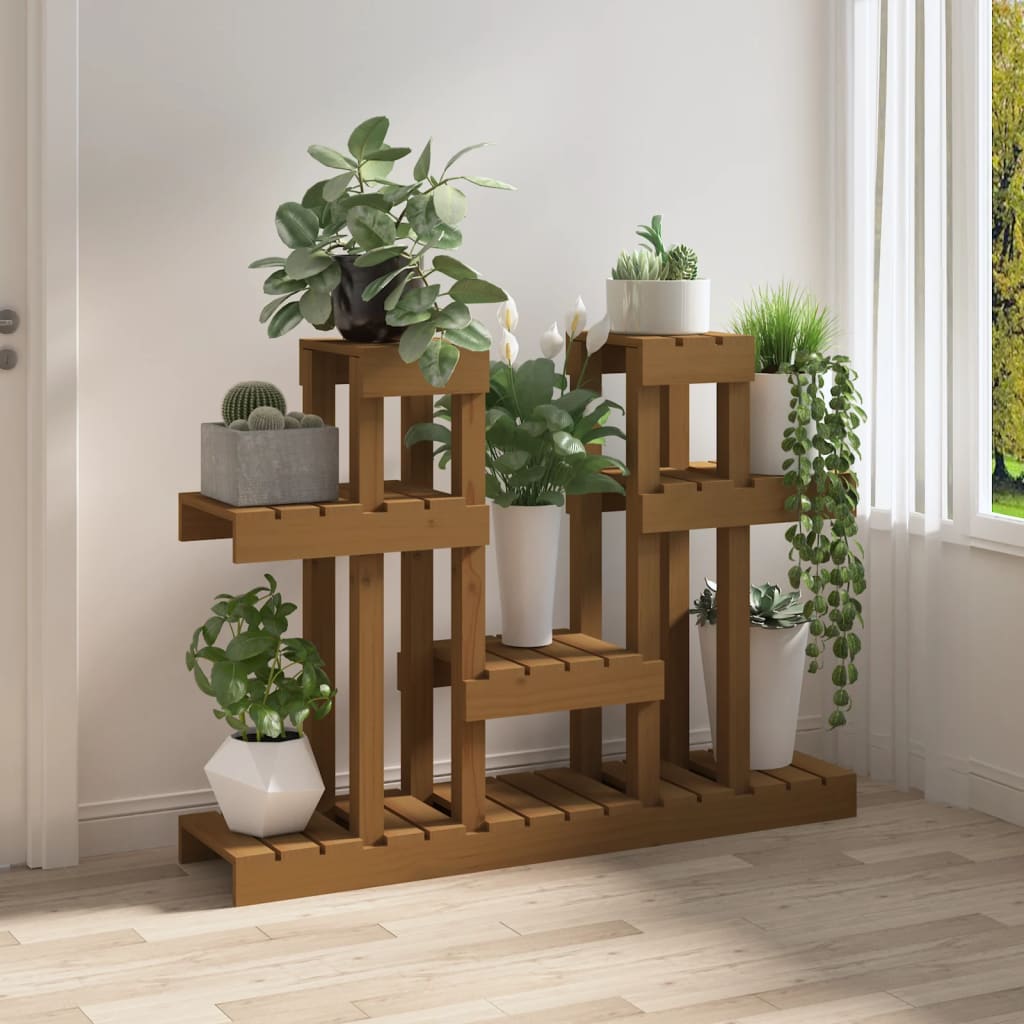 Soporte para Plantas Madera Maciza Pino Flores Multicolor Multitalle vidaXL - Imagen 27 de 60