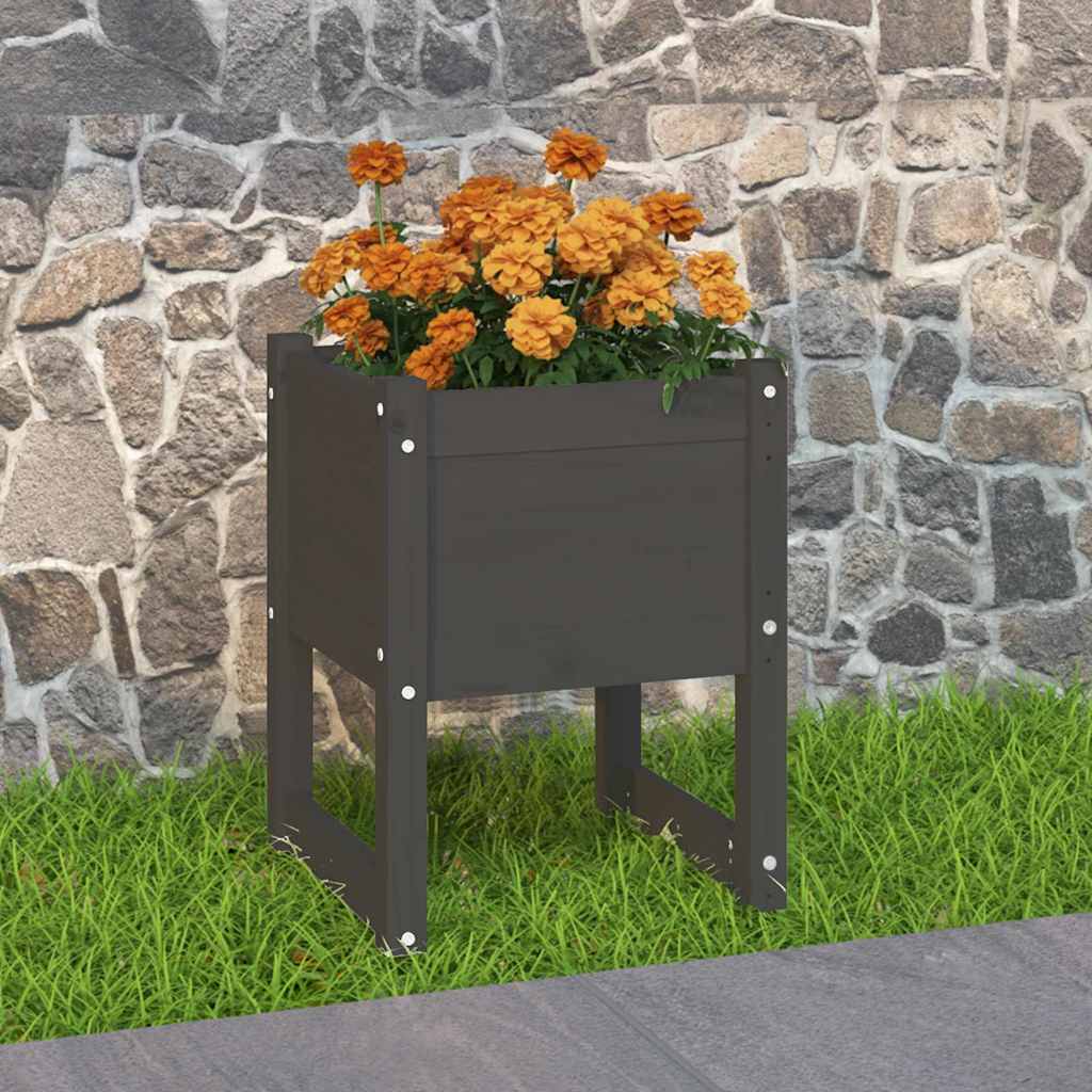 Plantekasse Massivt Fyrretræ - Grå / 40 X 40 x 52.5 cm / 1