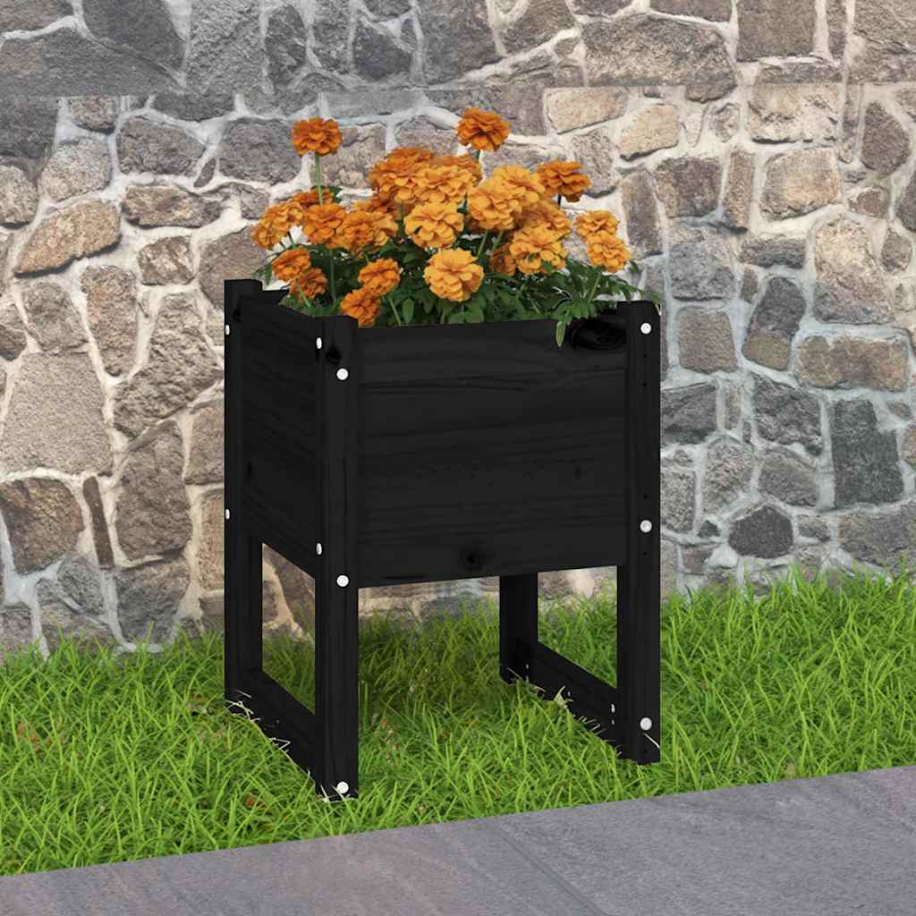 Plantekasse Massivt Fyrretræ - Sort / 40 X 40 x 52.5 cm / 1