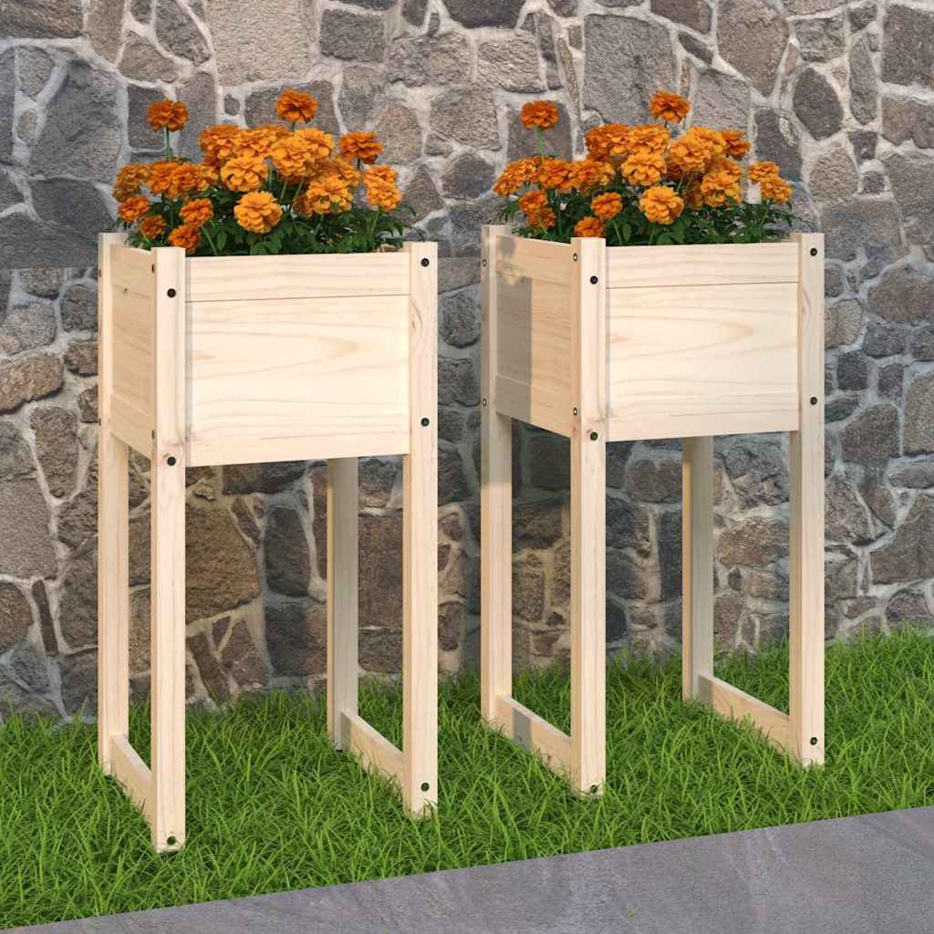 Plantekasse Massivt Fyrretræ - Naturfarvet / 40 X 40 x 81 cm / 2
