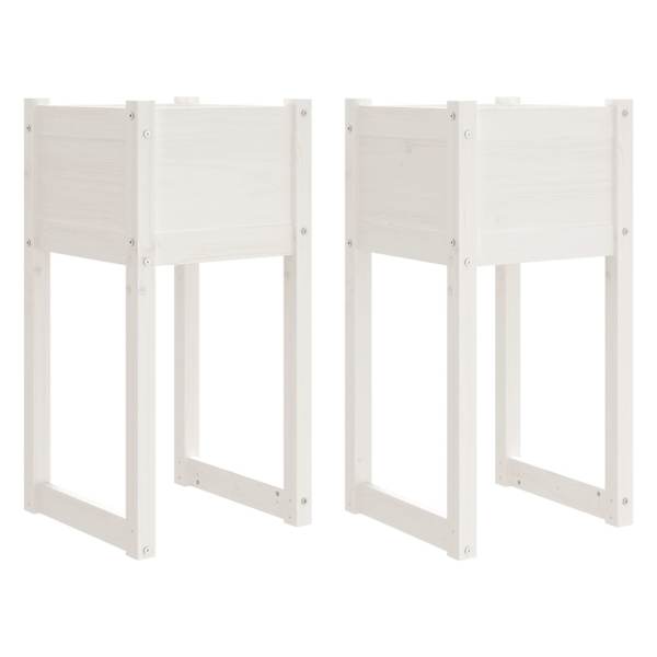 vidaXL taimekastid, 2 tk, valge, 40x40x81 cm, toekas m&auml;nnipuit