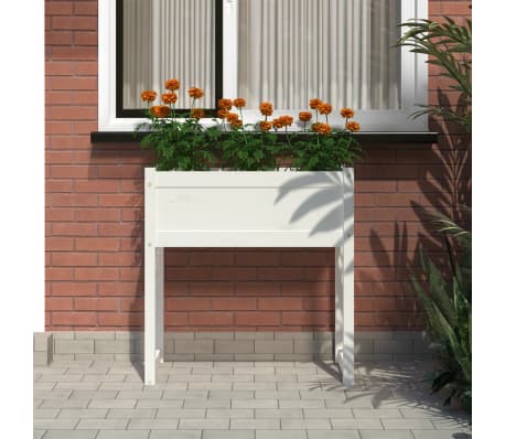 vidaXL Pflanzk&uuml;bel Wei&szlig; 78x40x81 cm Massivholz Kiefer