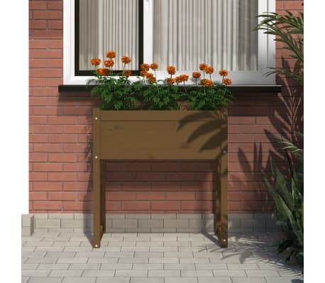 vidaXL Plantenbak 78x40x81 cm massief grenenhout honingbruin
