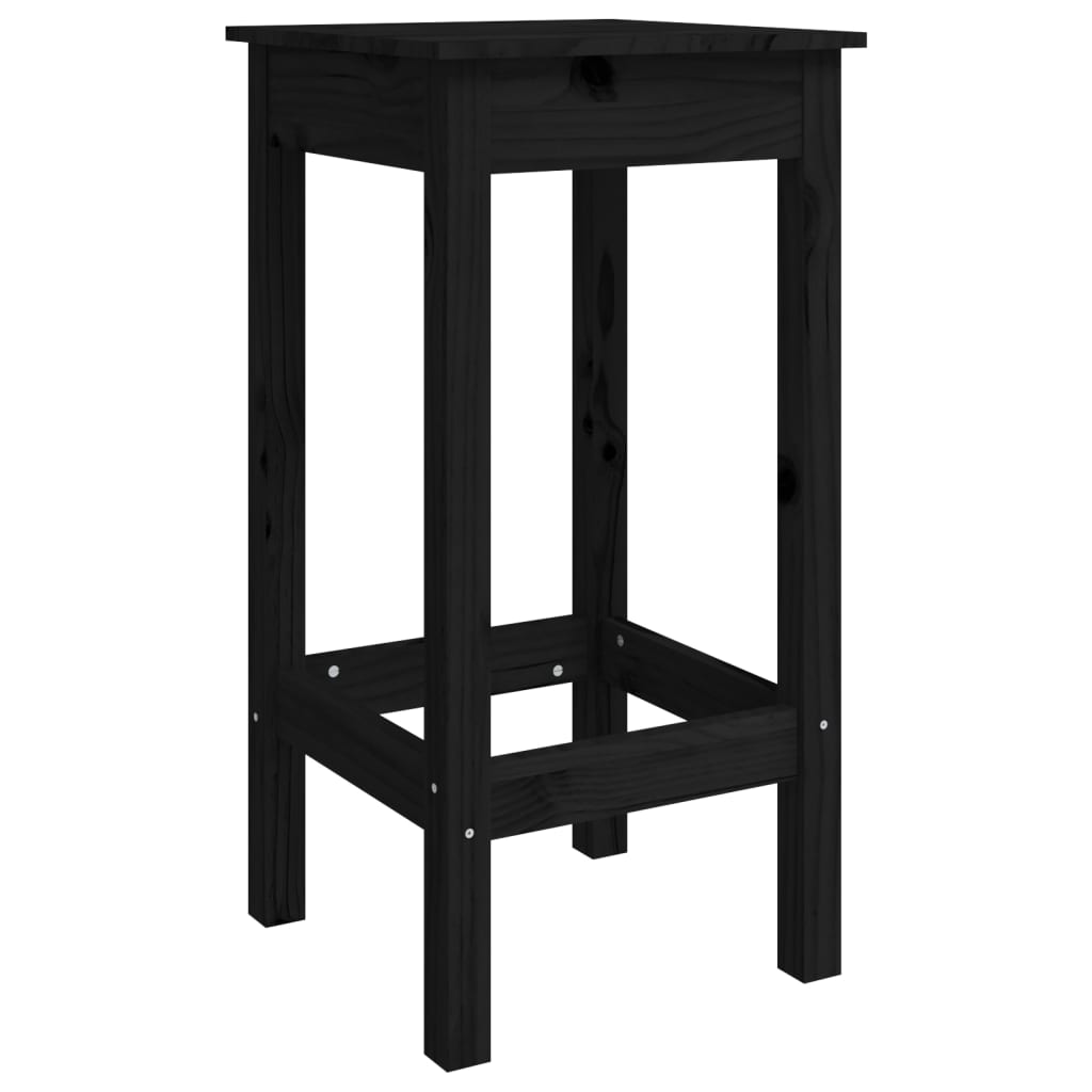 vidaXL Barstoelen 2 st 40x40x78 cm massief grenenhout zwart afbeelding
