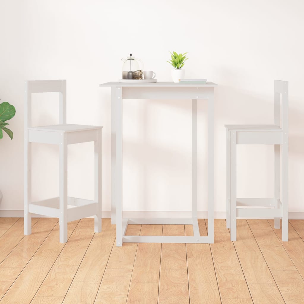  Barové stoličky 2 ks biele 40x41,5x112  cm borovicový masív