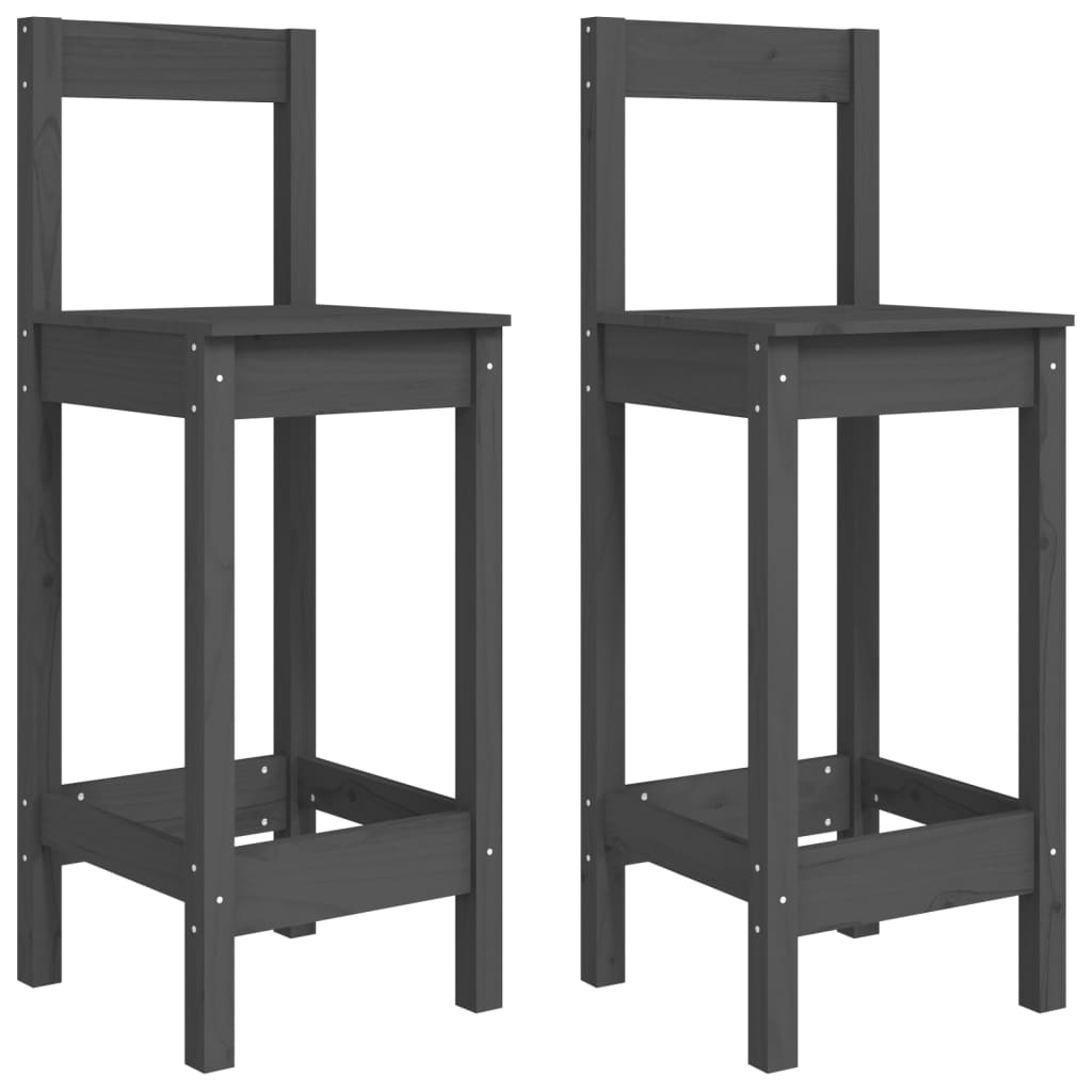 Barstühle 2 Stk. Grau 40×41,5×112 cm Massivholz Kiefer