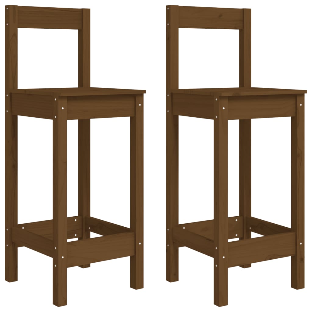 Barstühle 2 Stk. Honigbraun 40×41,5×112 cm Massivholz Kiefer