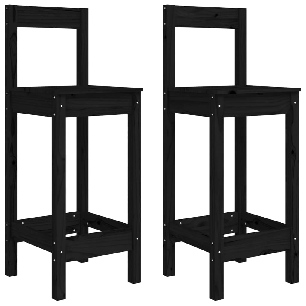  Barové stoličky 2 ks čierne 40x41,5x112 cm borovicový masív