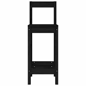 Barski stol 2 kosa črne barve 40x41,5x112 cm trdna borovina - slika 4