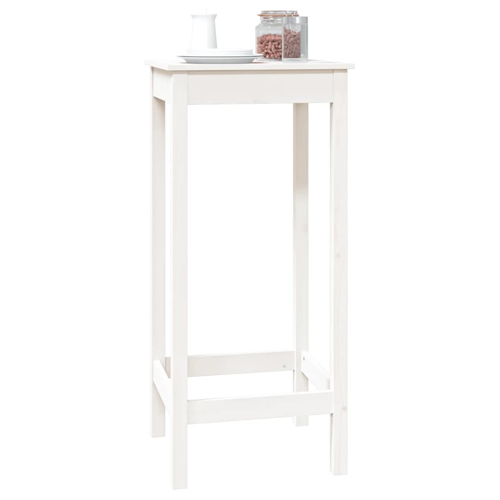 Barový stolek bílý 50 x 50 x 110 cm masivní borové dřevo