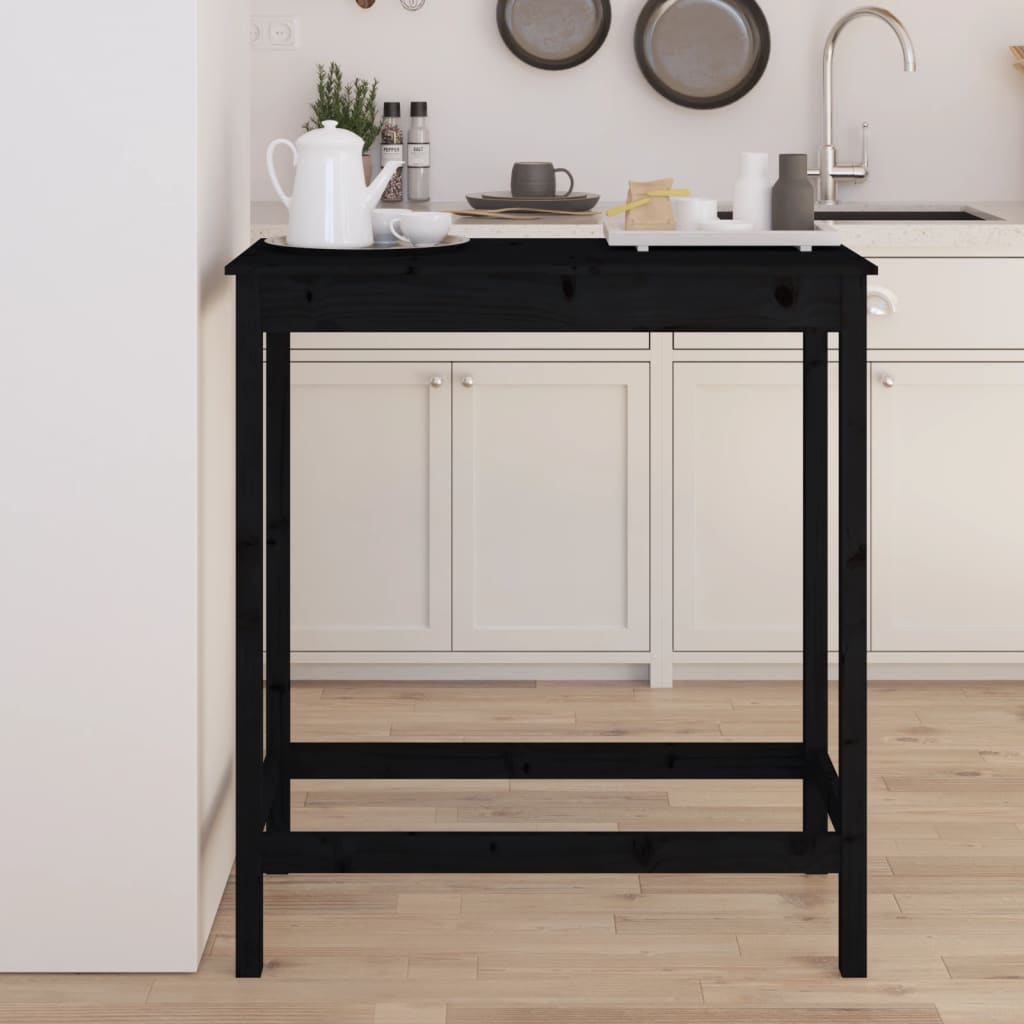 Barový stolek černý 100 x 50 x 110 cm masivní borové dřevo