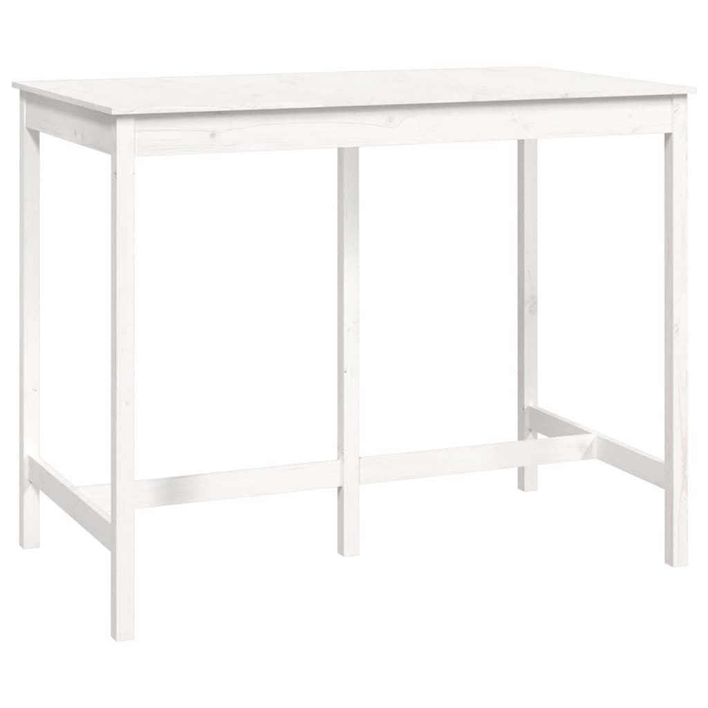 Barový stolek bílý 140 x 80 x 110 cm masivní borové dřevo