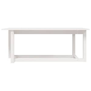Konferenční stolek bílý 110 x 55 x 45 cm masivní borové dřevo - obrázek 3