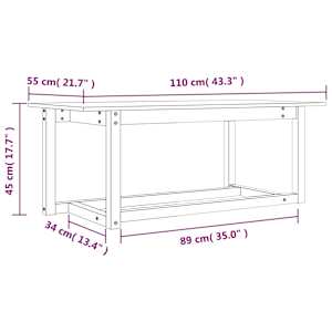 Konferenční stolek bílý 110 x 55 x 45 cm masivní borové dřevo - obrázek 8