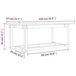 Konferenční stolek šedý 110 x 55 x 45 cm masivní borové dřevo - obrázek 8