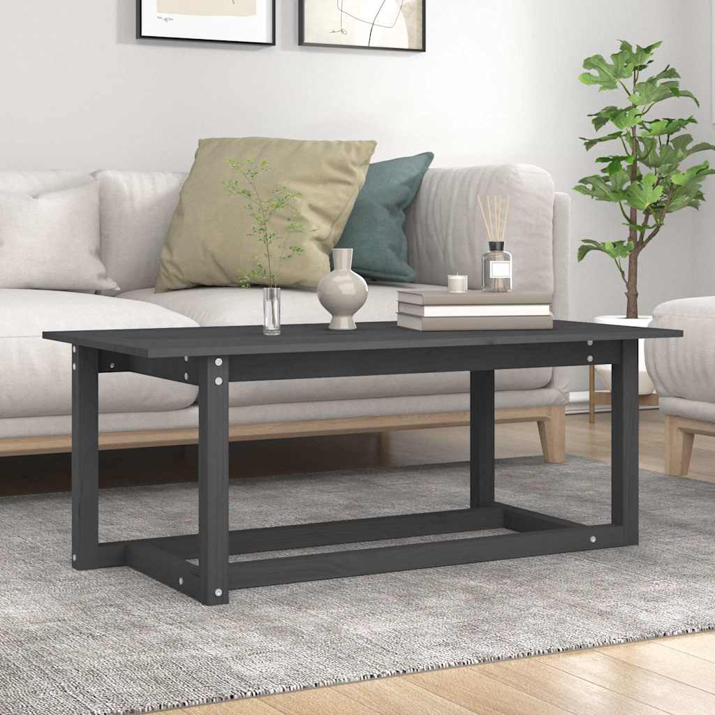 vidaXL Stolik kawowy, szary, 110x55x45 cm, lite drewno sosnowe