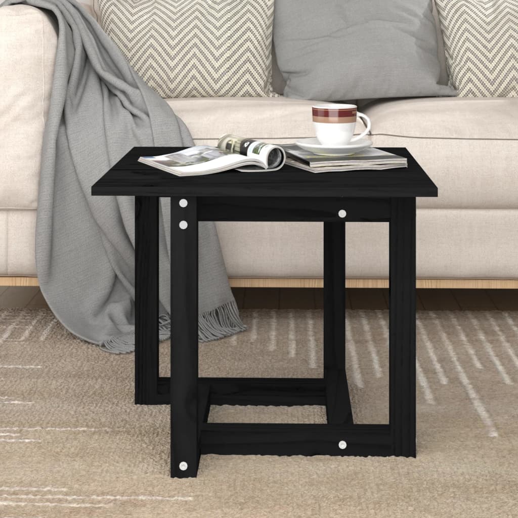 Kavos staliukas, juodas, 50x50x45cm, pušies medienos masyvas | Stepinfit