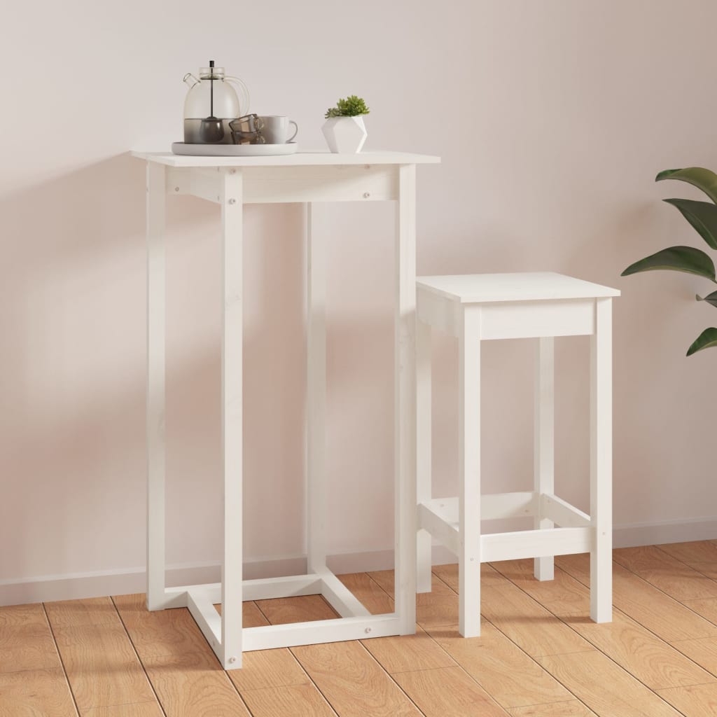 Petrashop  Barový stolek bílý 60 x 60 x 110 cm masivní borové dřevo