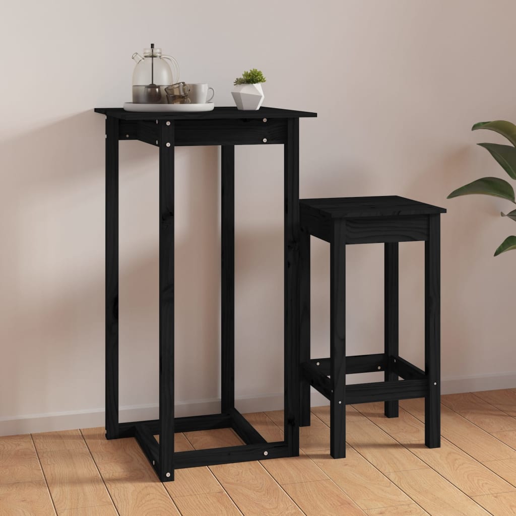 Petrashop  Barový stolek černý 60 x 60 x 110 cm masivní borové dřevo