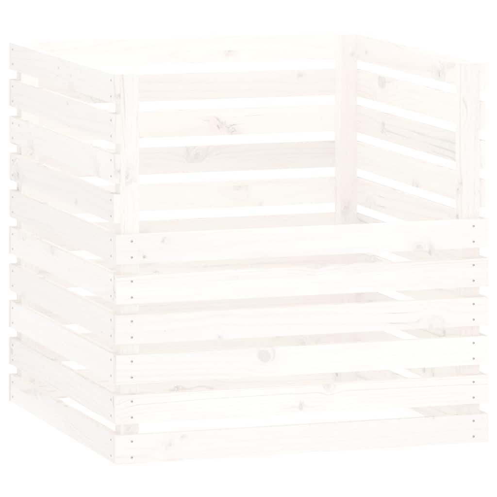vidaXL Kompostér bílý 80 x 80 x 78 cm masivní borové dřevo