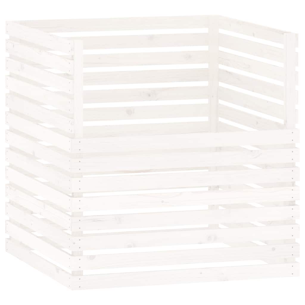 vidaXL Kompostér biely 100x100x102 cm masívne borovicové drevo