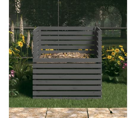 vidaXL Komposter Grau 100x100x102 cm Massivholz Kiefer