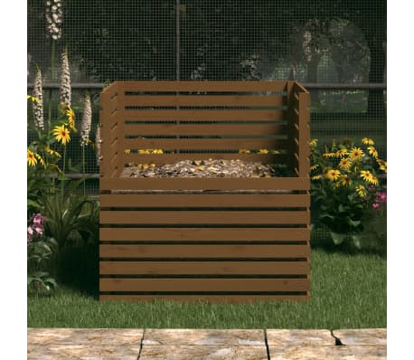 vidaXL Composteur Marron miel 100x100x102 cm Bois massif de pin