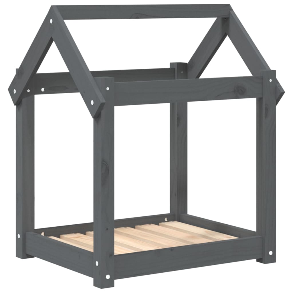 vidaXL Hondenmand 61x50x70 cm massief grenenhout grijs
