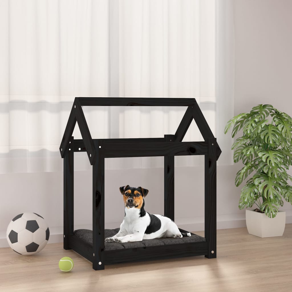 vida XL Hundebett Schwarz 61x 50x 70 cm Massivholz Kiefer