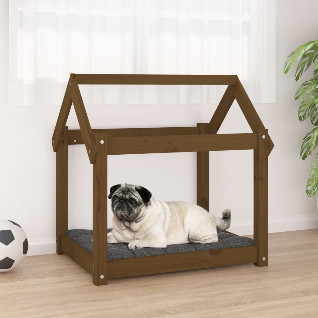 vidaXL Koiransänky hunajanruskea 71x55x70 cm täysi mänty