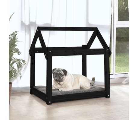 vidaXL Hondenmand 71x55x70 cm massief grenenhout zwart