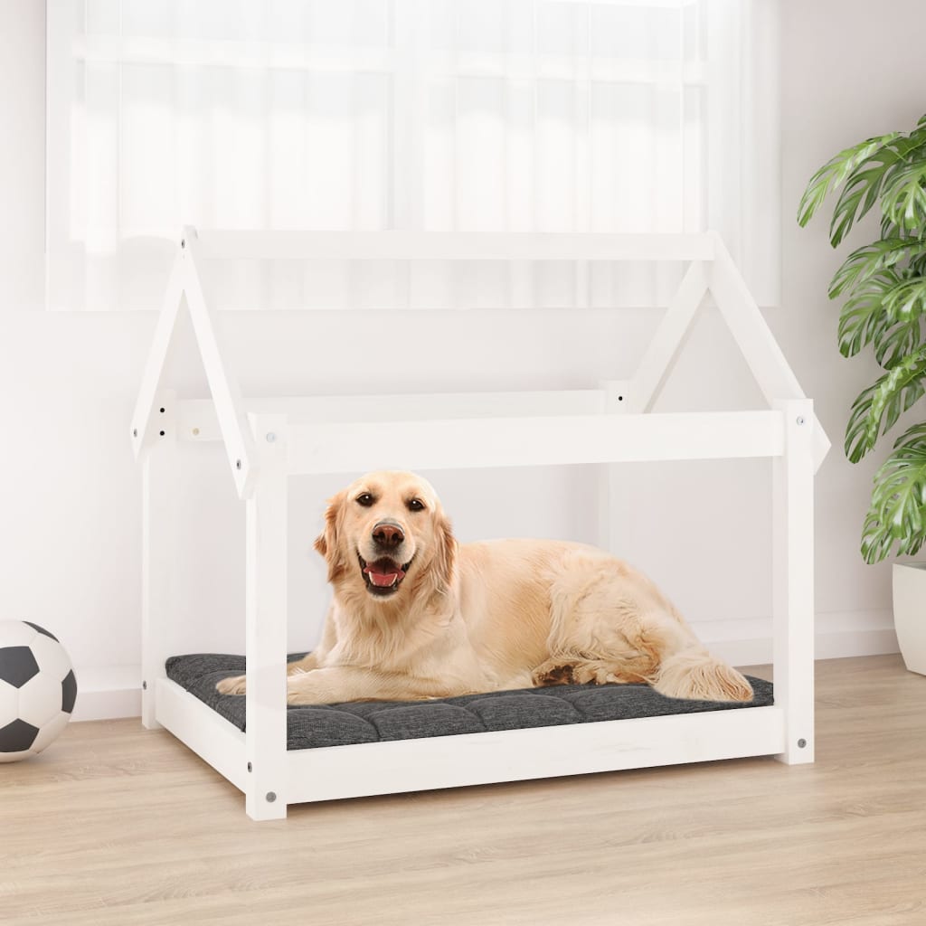 vidaXL Lit pour chien Blanc 81x60x70 cm Bois de pin solide