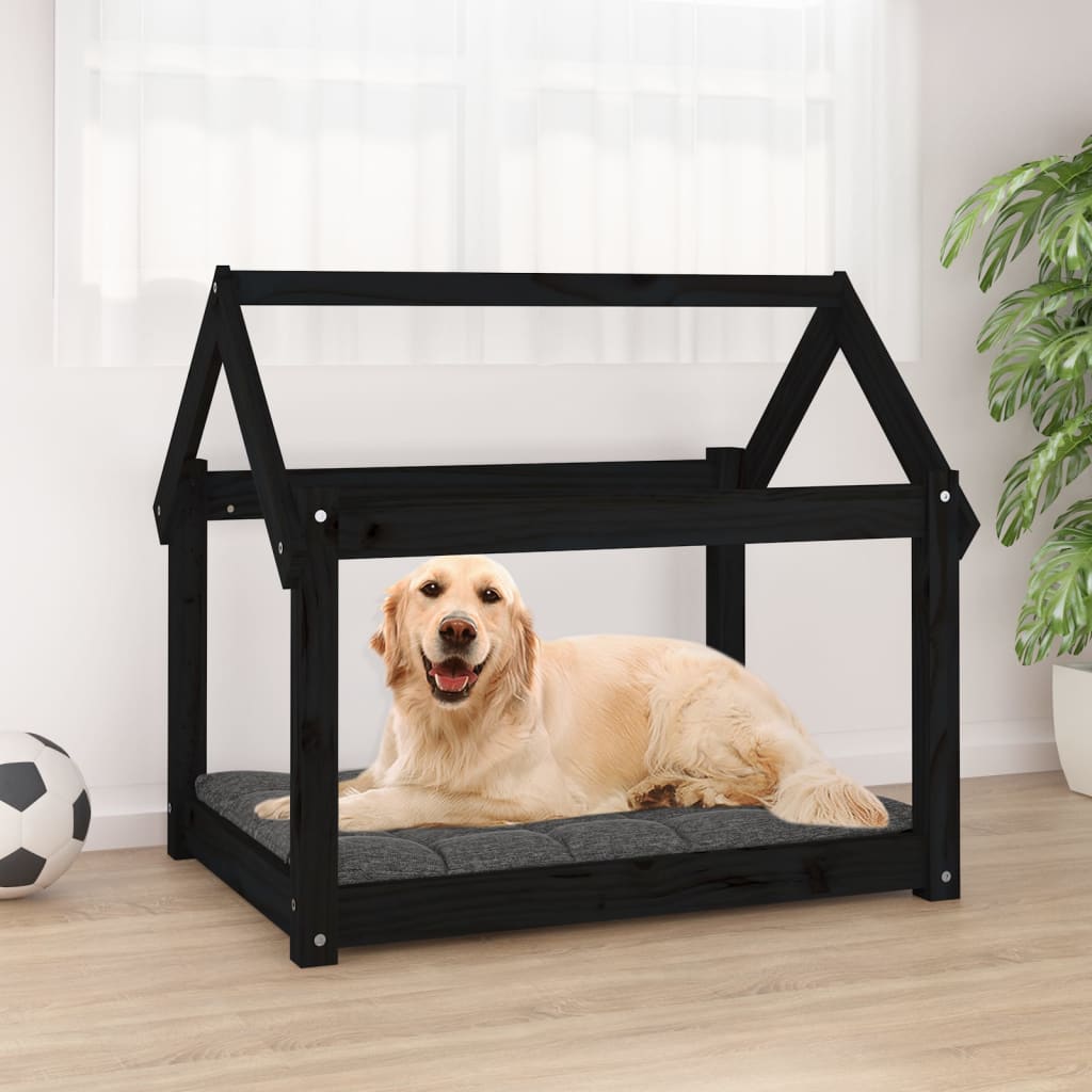 vidaXL hundeseng 81x60x70 cm massivt fyrretræ sort