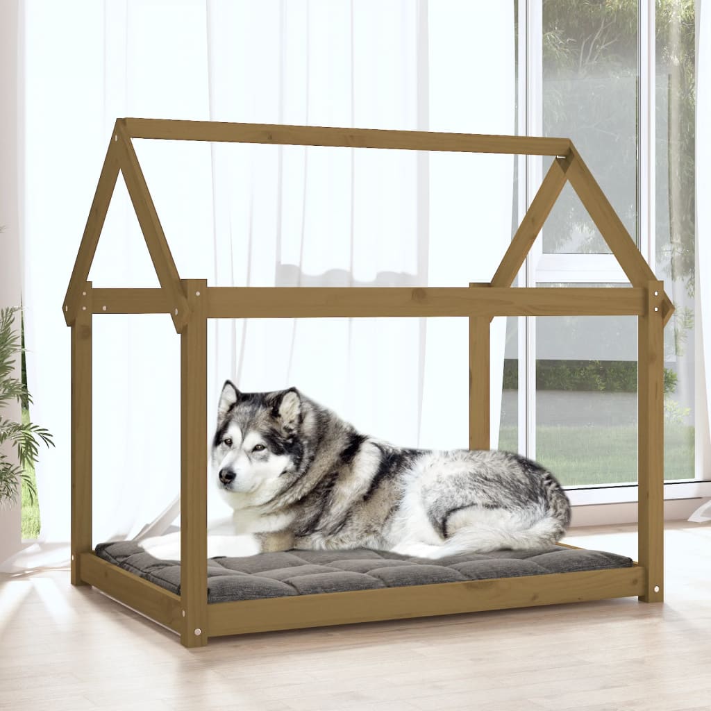 vidaXL Hondenmand 111x80x100 cm massief grenenhout honingbruin afbeelding