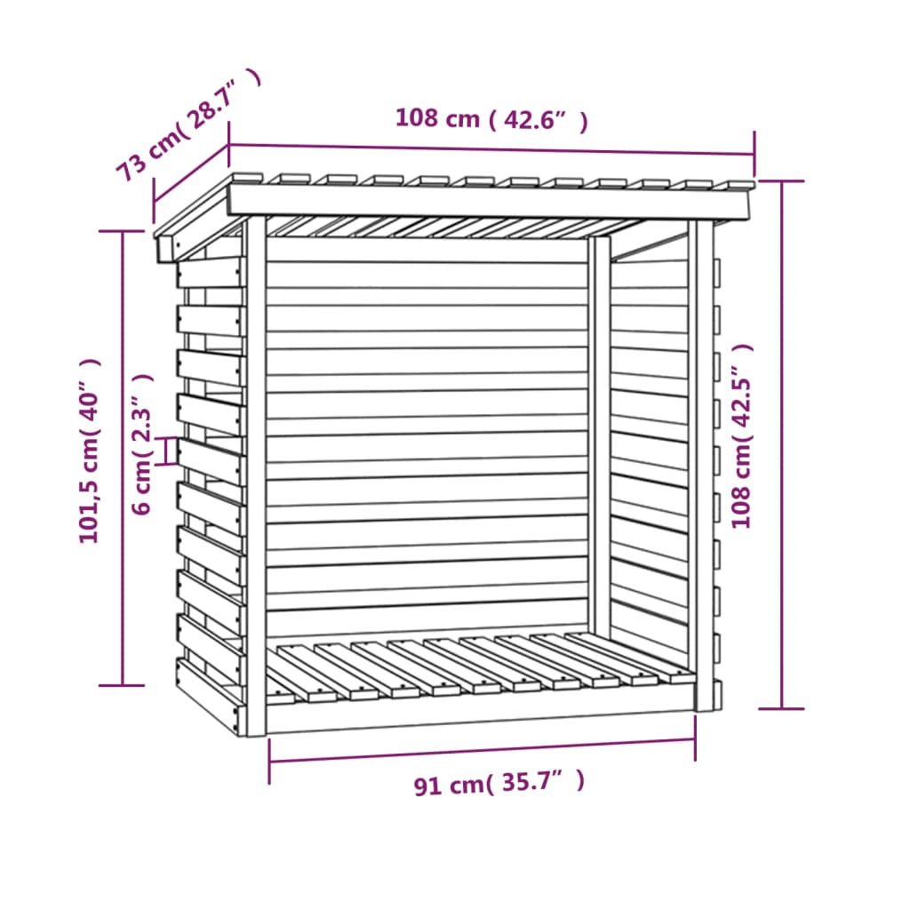 Haardhoutrek 108x73x108 cm massief grenenhout wit