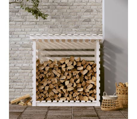 vidaXL Support pour bois de chauffage Blanc 108x73x108 cm Bois de pin