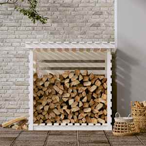 vidaXL Support pour bois de chauffage Blanc 108x73x108 cm Bois de pin