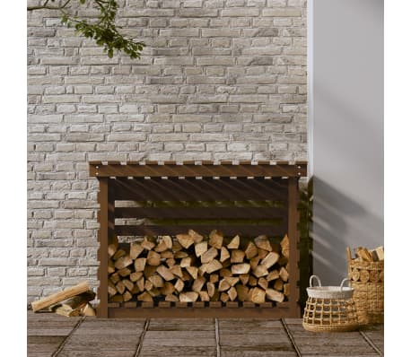 vidaXL Rastel lemne de foc, maro miere, 108x73x79 cm, lemn masiv pin