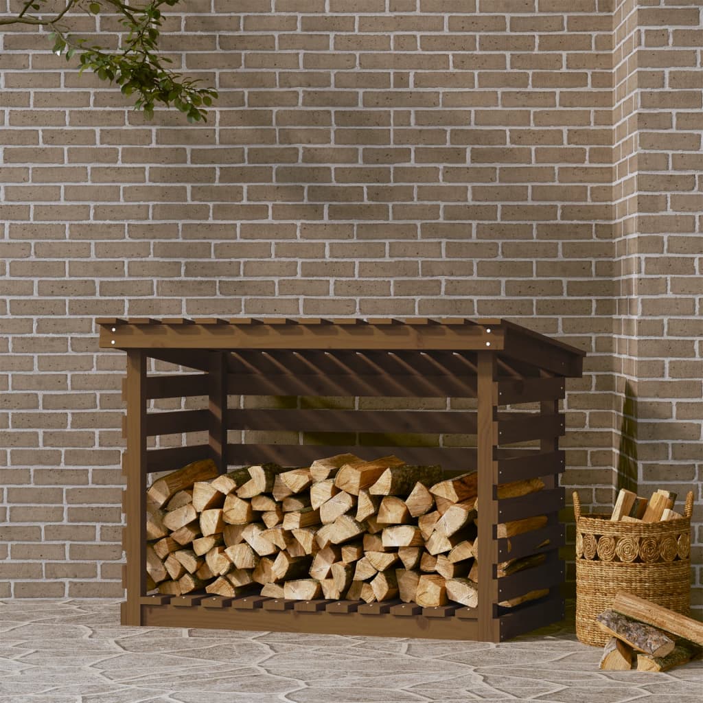 Rastel lemne de foc, maro miere, 108x73x79 cm, lemn masiv pin
