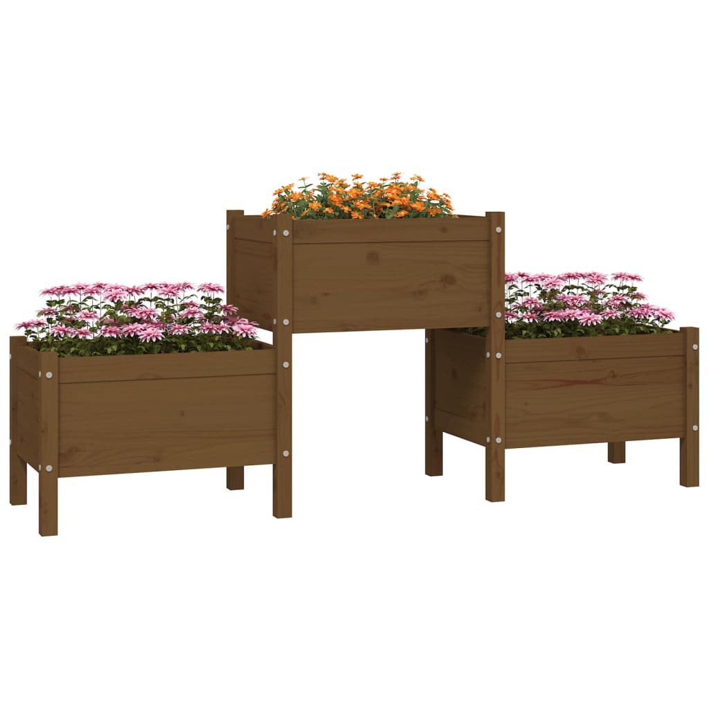 vidaXL Plantenbak 178,5x44x75 cm massief grenenhout honingbruin afbeelding